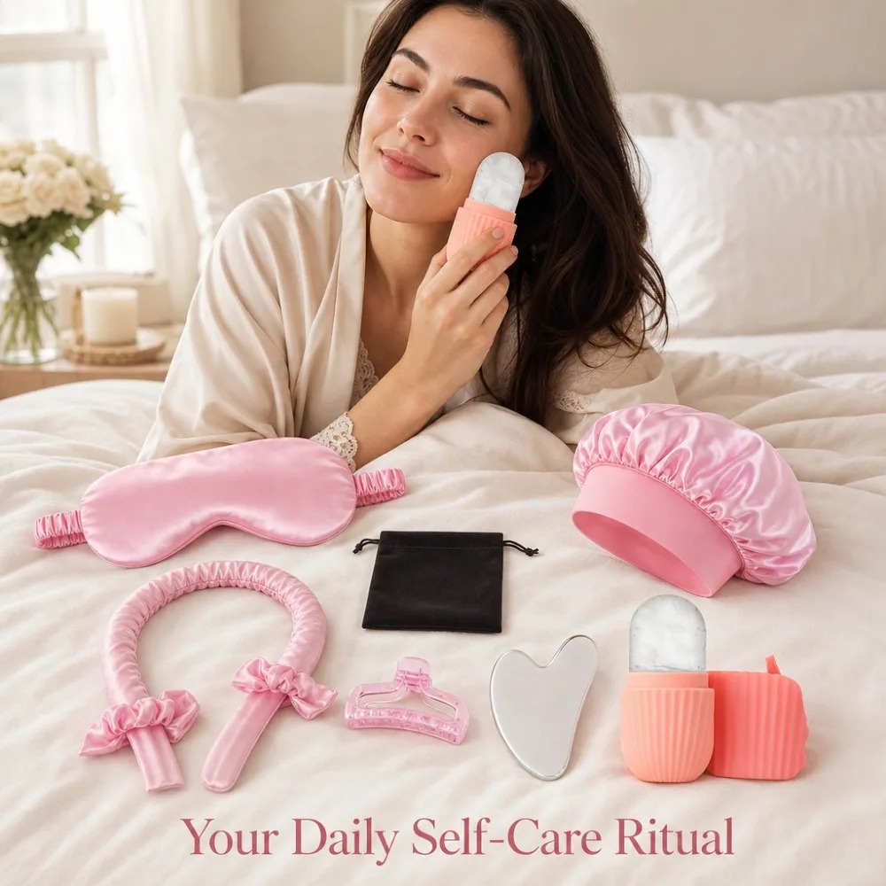 Skincare Skin 1004 - 9Pcs Hair Skin Care Set Satin