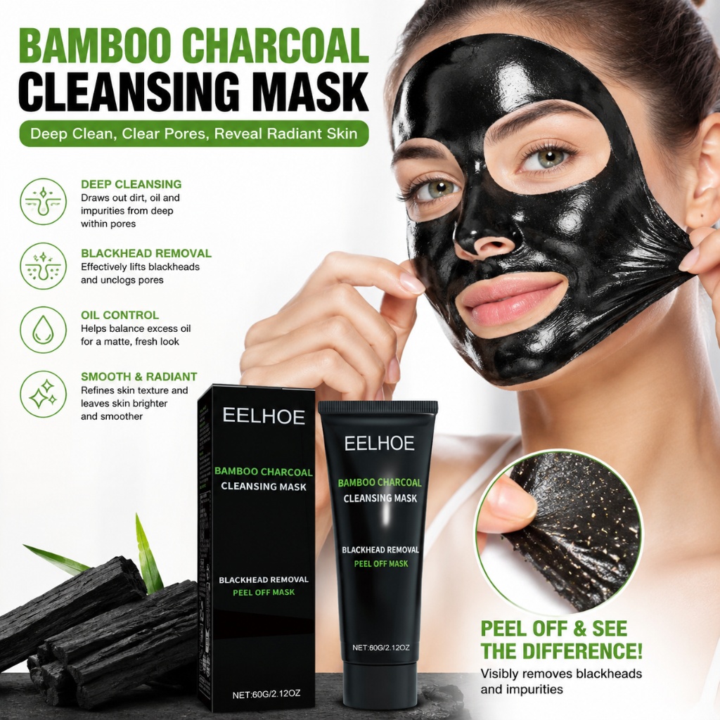 Mud Mask Kaolin - 60g Blackhead Remover Bamboo Charcoal Peel