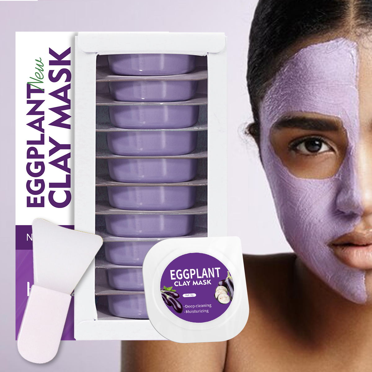 5g/0.17oz*10 Eggplant clay mud - огляд і ціна Mud Mask Kaolin